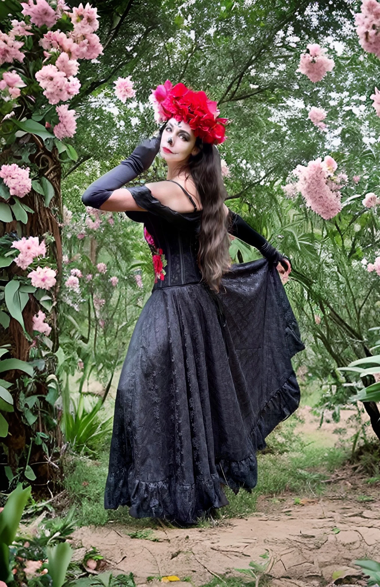La Catrina - Embroidered Roses Stays Corset & Lace Skirt Cosplay Costume Dress. ~ Dia De Los Muertos ~ Day Of The Dead - Reminisce Brand - Image 4