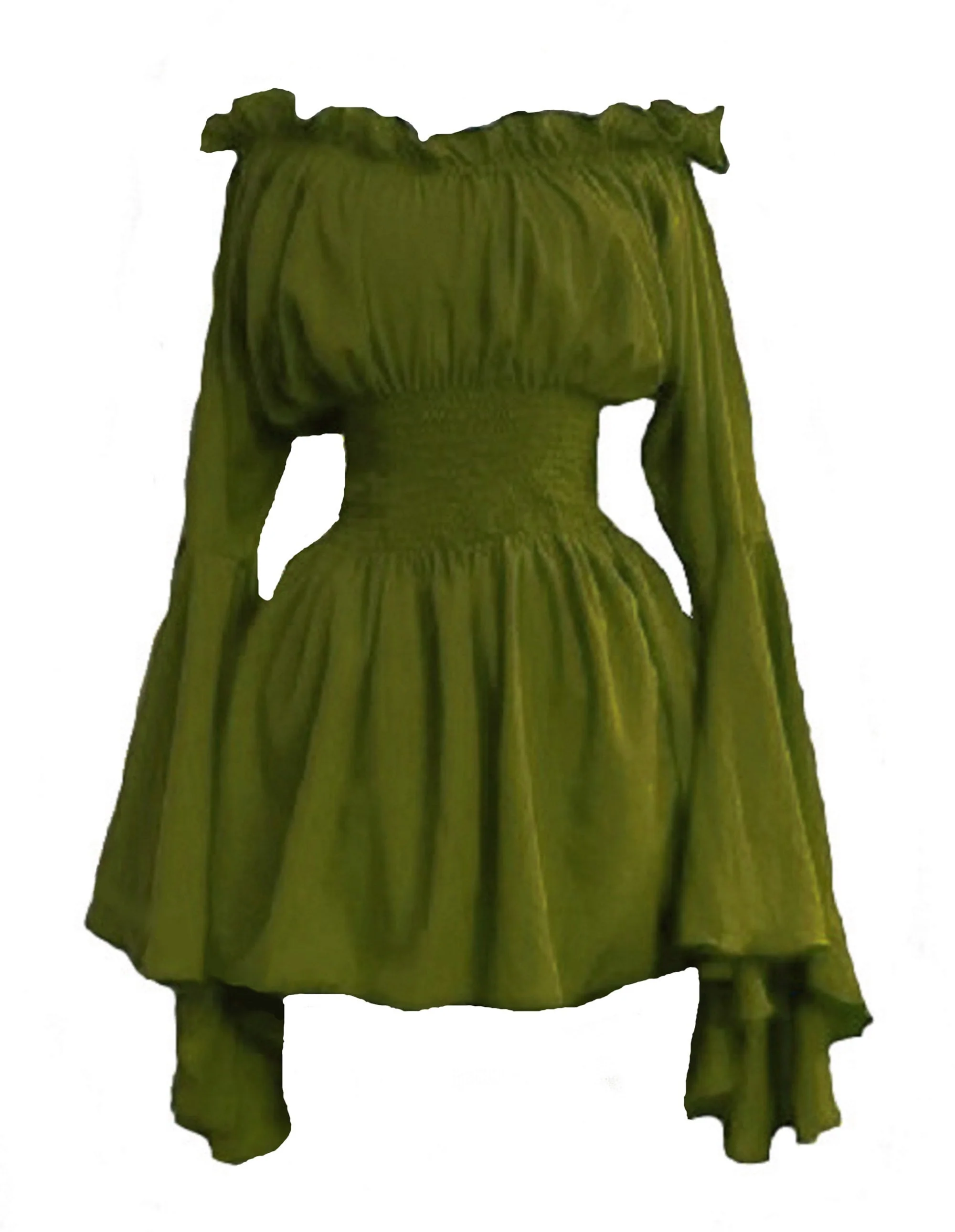 Renaissance Fantasy Long Sleeved Smocked Blouse Chemise Cosplay Costume Cream Color Reminisce Brand - Image 6