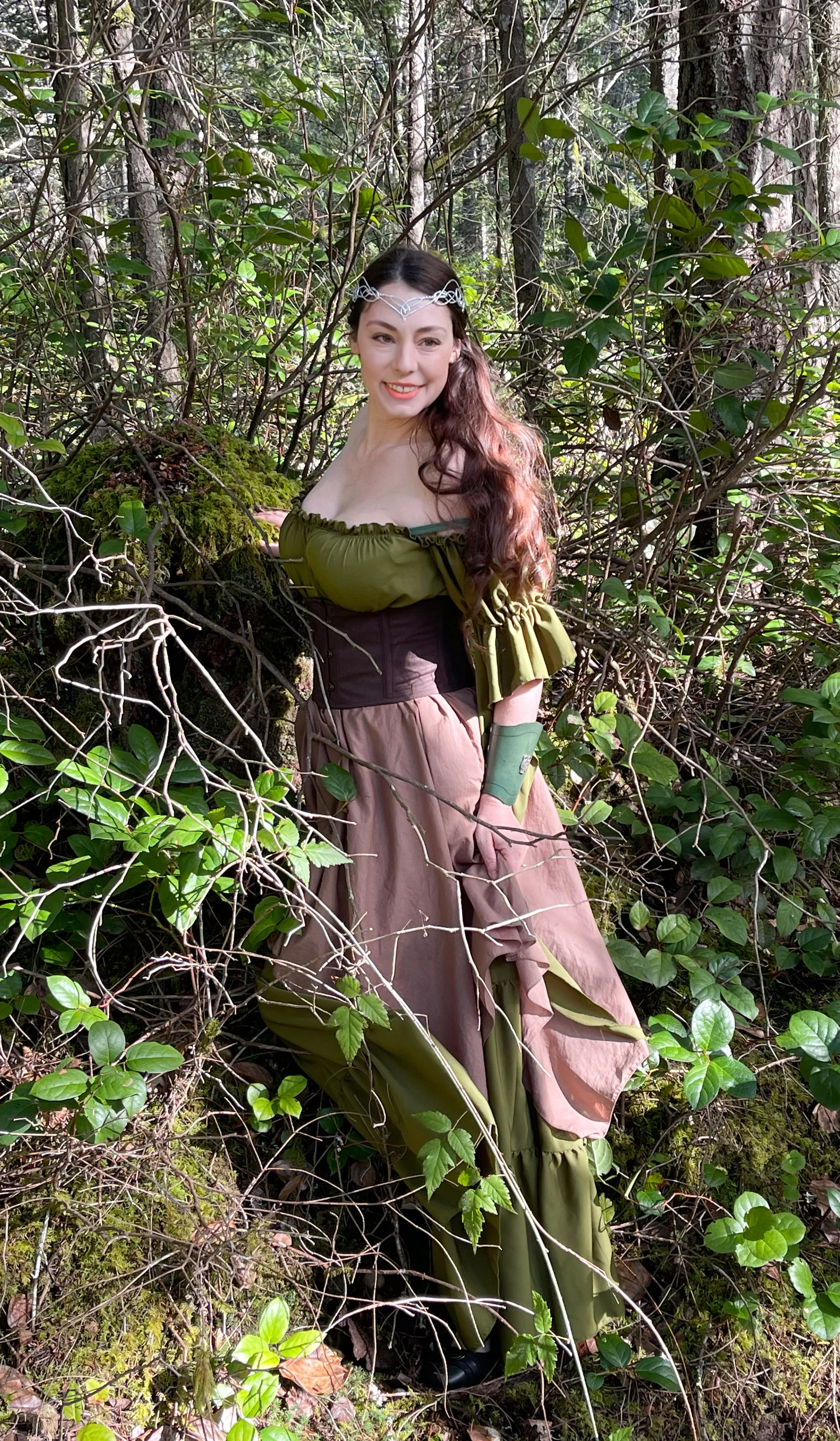 Renaissance Medieval Fantasy Costume - 2 Pc Chemise Gown & 4Point Skirt Cosplay Woodland Fairy Dress - The Fern Fairy - Reminisce Brand - Image 3