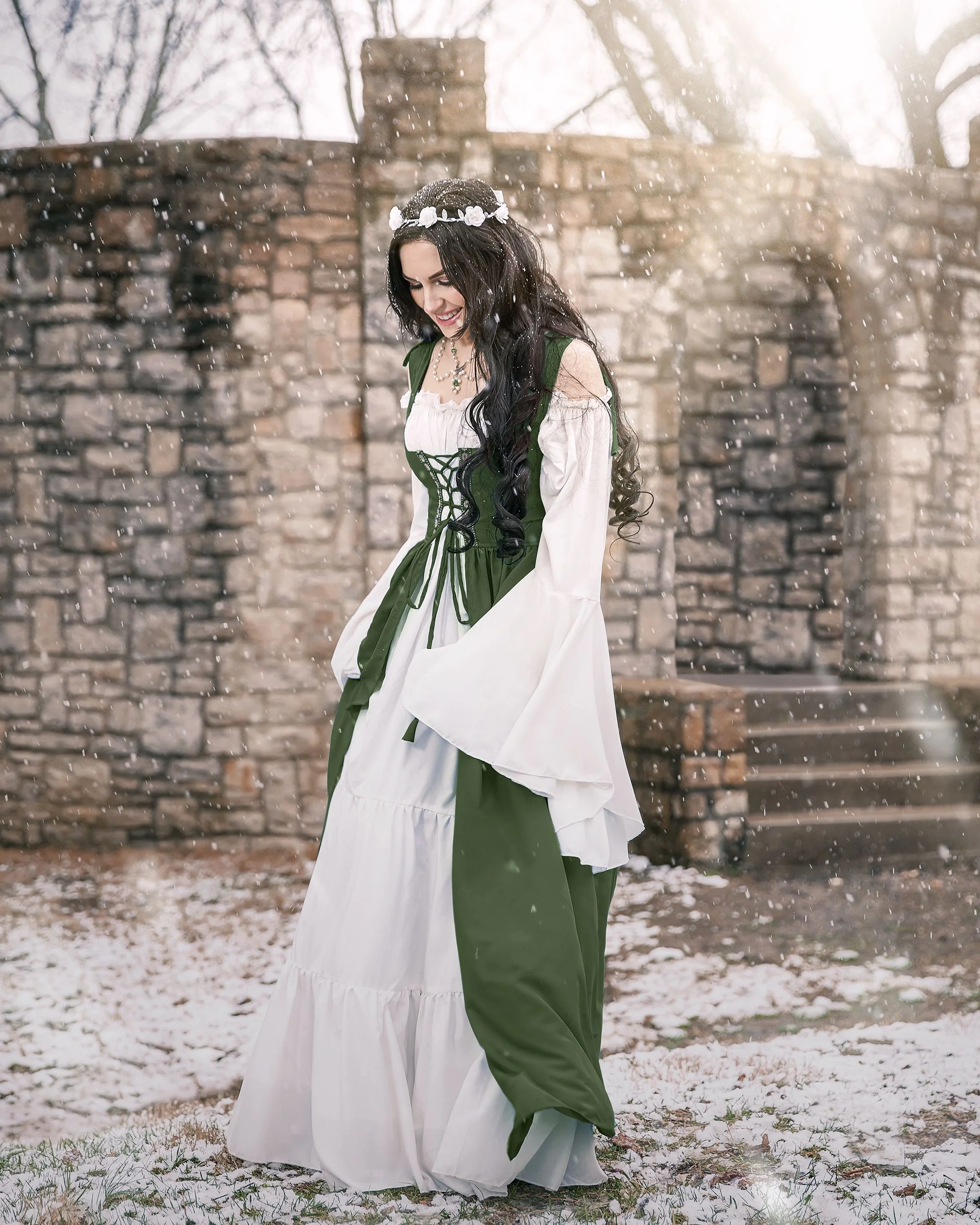 Renaissance Faire 2 piece Full Costume Irish Dress & Long-Sleeved Chemise - Image 29