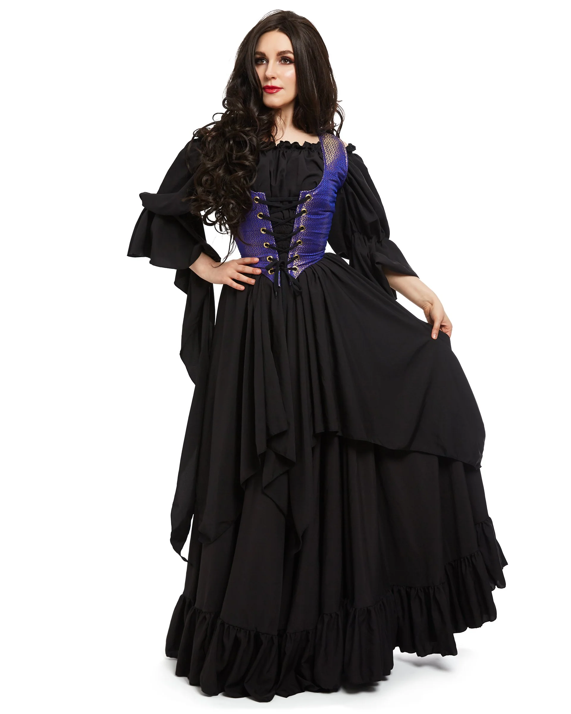 Renaissance women's Costume - Medieval Dress - Sorceress - Fantasy - Brocade Bodice - 3 Piece Witch Cosplay - Reminisce Brand - Image 7
