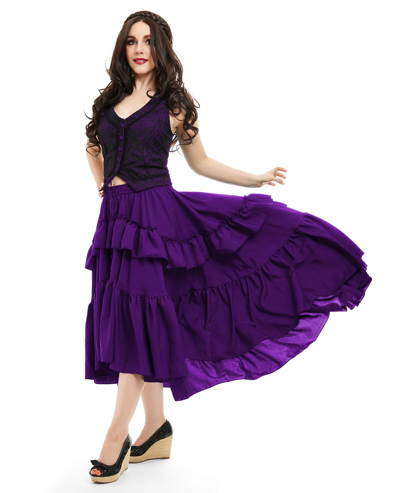Steampunk Modern Victorian Asymmetrical Skirt and Vest Set - Image 3