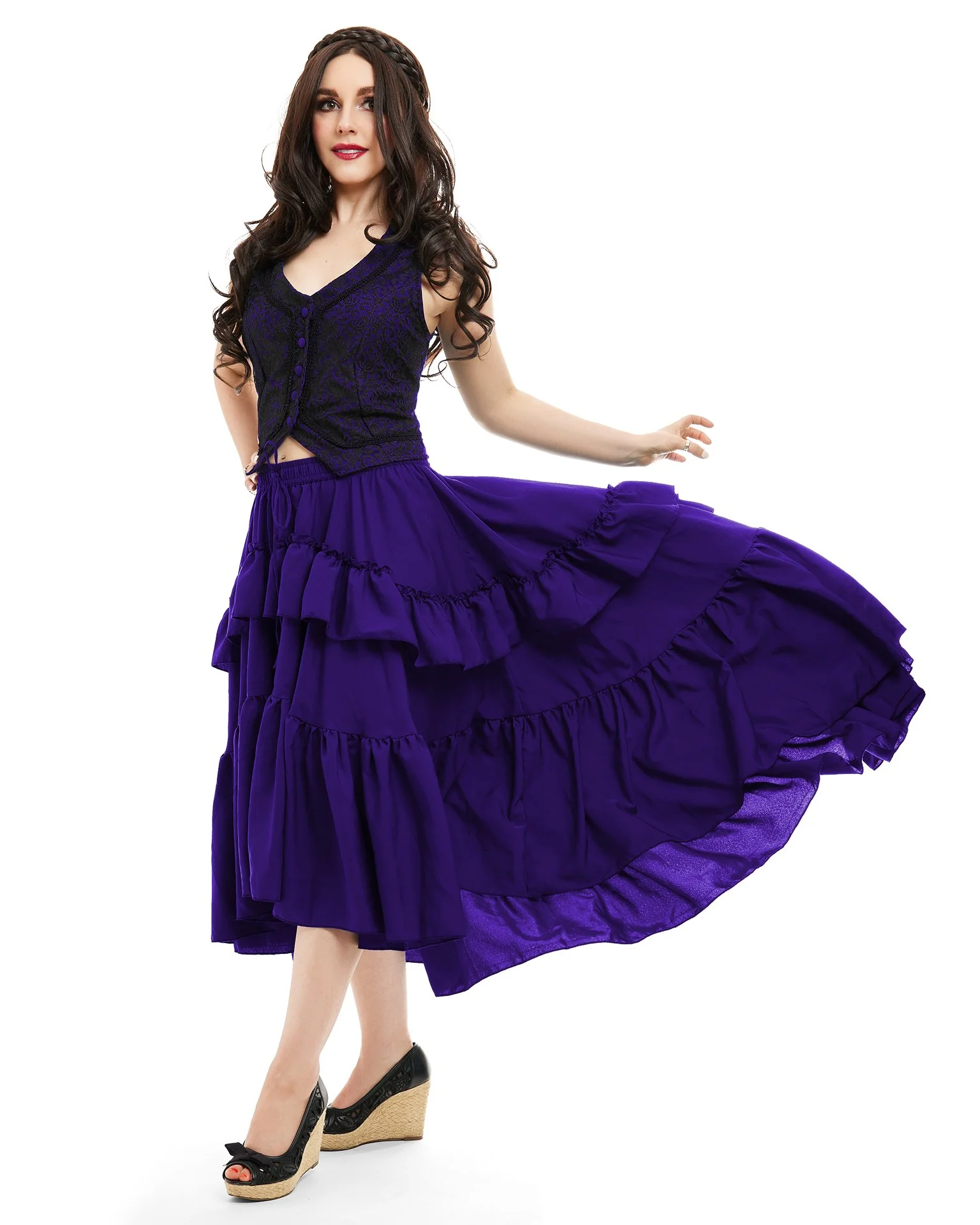 Steampunk Modern Victorian Asymmetrical Skirt and Vest Set - Image 4